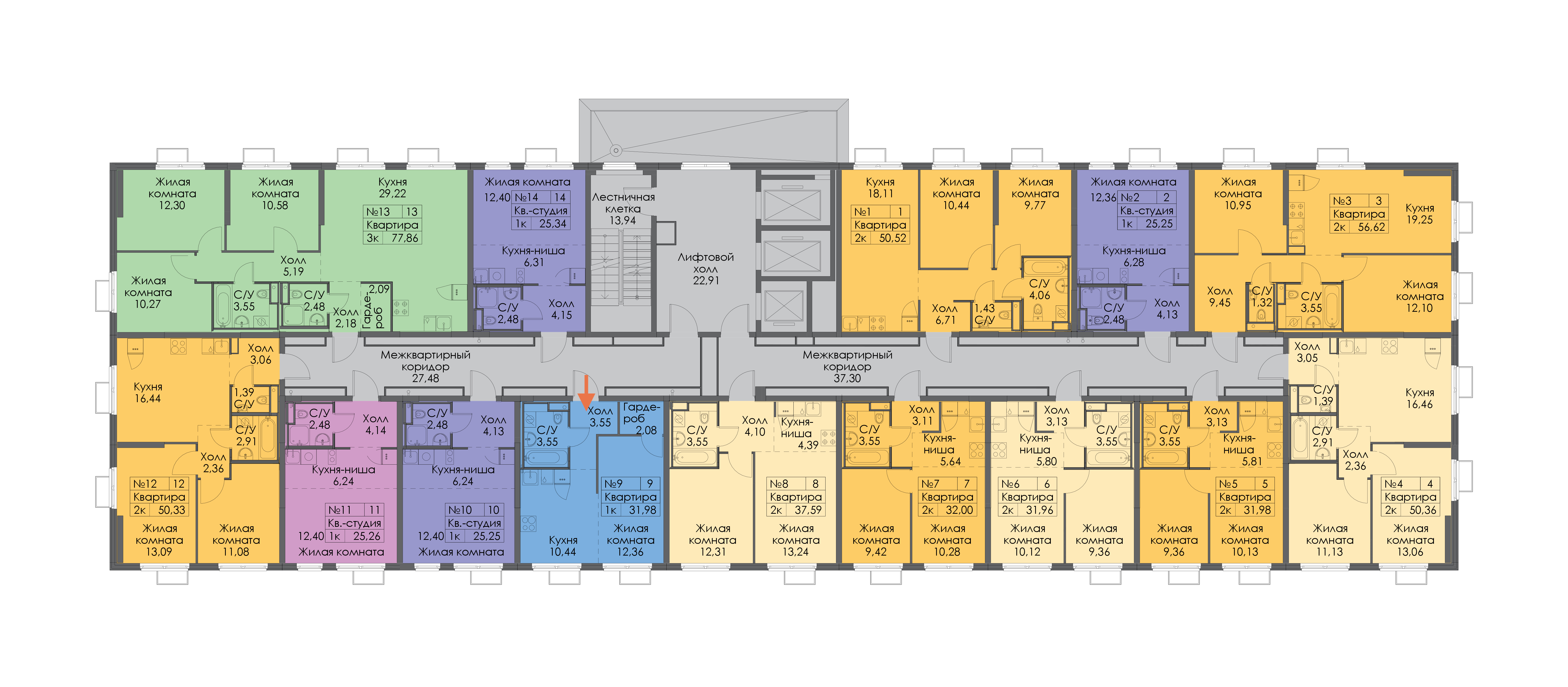 1-комнатная квартира 31.98 м², 2/24 эт., ЖК «Заречный парк»